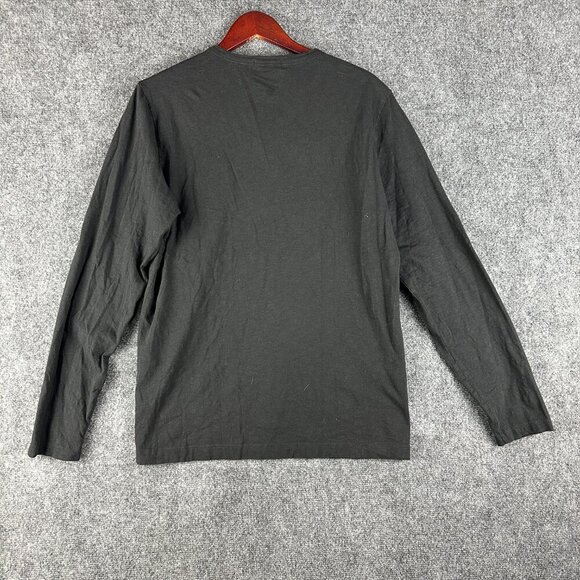 Theory Henley Mens Medium Black Cotton Knit Button Neck Long Sleeve Pullover - Picture 6 of 7